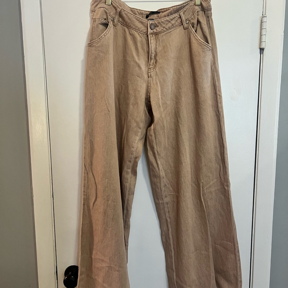 Sincerely Jules Light Tan/ Rose Pink Cotton Pants